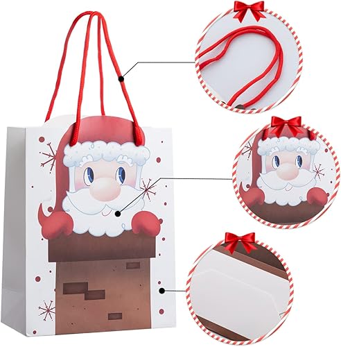 Miniatura 6 de JOYIN Juego de extensión de bolsa de Navidad lindo juego de extensión de bolsa de Navidad, 12 bolsas de regalo de papel kraft de Navidad, juego de 6