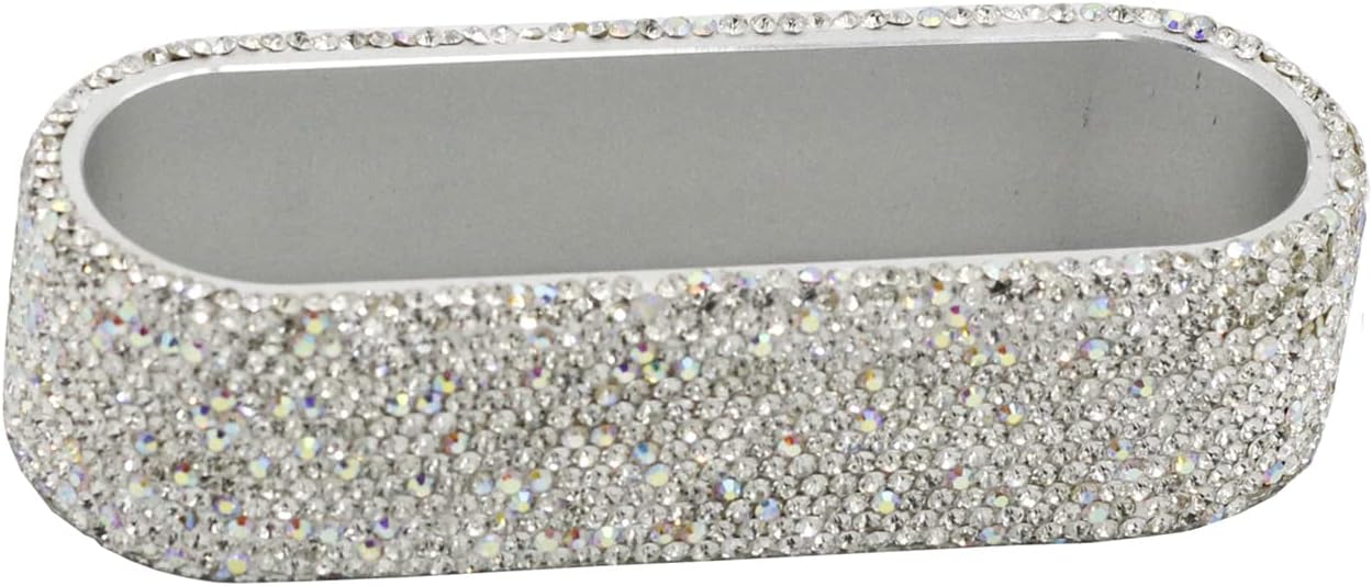 Bling Luxury Crystal Business Card Holder for Desk Business Card Display Rhinestone Business Card Stand Desktop Business Card Holders (Silver) image 5