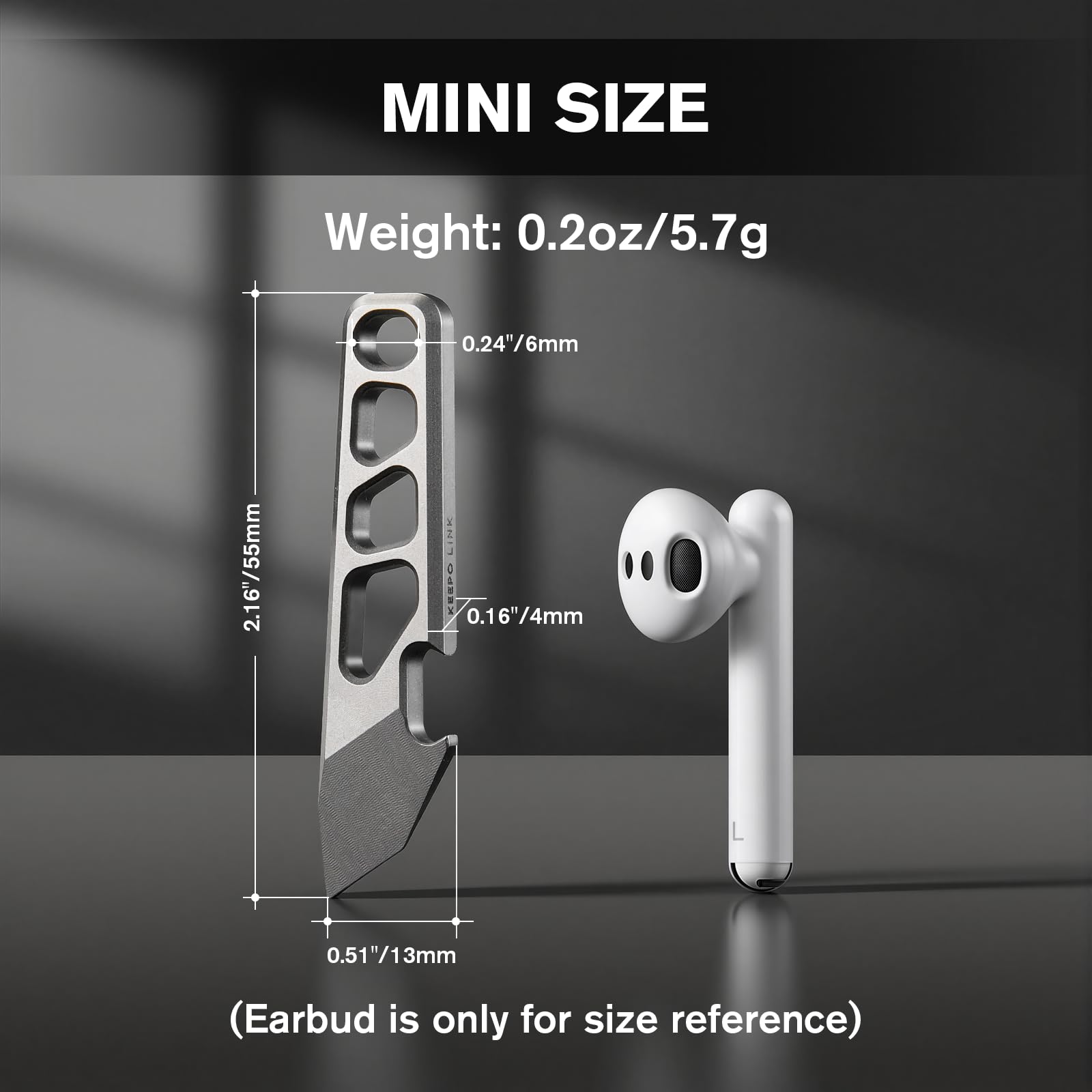KEEPO LINK OLT07 mini kalkulator z otwieraczem do butelek, 5,5 cm, tytanowy, do codziennego użytku (EDC), tytanowy