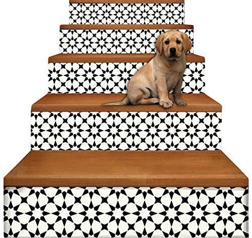 🛒 Crazy Deals Classicism Stair Riser Strip Peel and Stick Vinyl Decal Self-Adhesive Easy to Trim & Clean Repositionable Removable Waterproof DIY Murals for Stair Stickers Home Decor -Pack of 5 Strips (6.50" x 49")