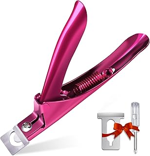 Elegant Violet Red Premium Adjustable Stainless Steel Artificial Acrylic Fake False Nail Tip Clipper Cutter Trimmer Manicure Pedicure Sharp Blade Clip Tool For Salon Home Nail Art Beauty Design DIY