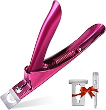 Elegant Violet Red Premium Adjustable Stainless Steel Artificial Acrylic Fake False Nail Tip Clipper Cutter Trimmer Manicure Pedicure Sharp Blade Clip Tool For Salon Home Nail Art Beauty Design DIY