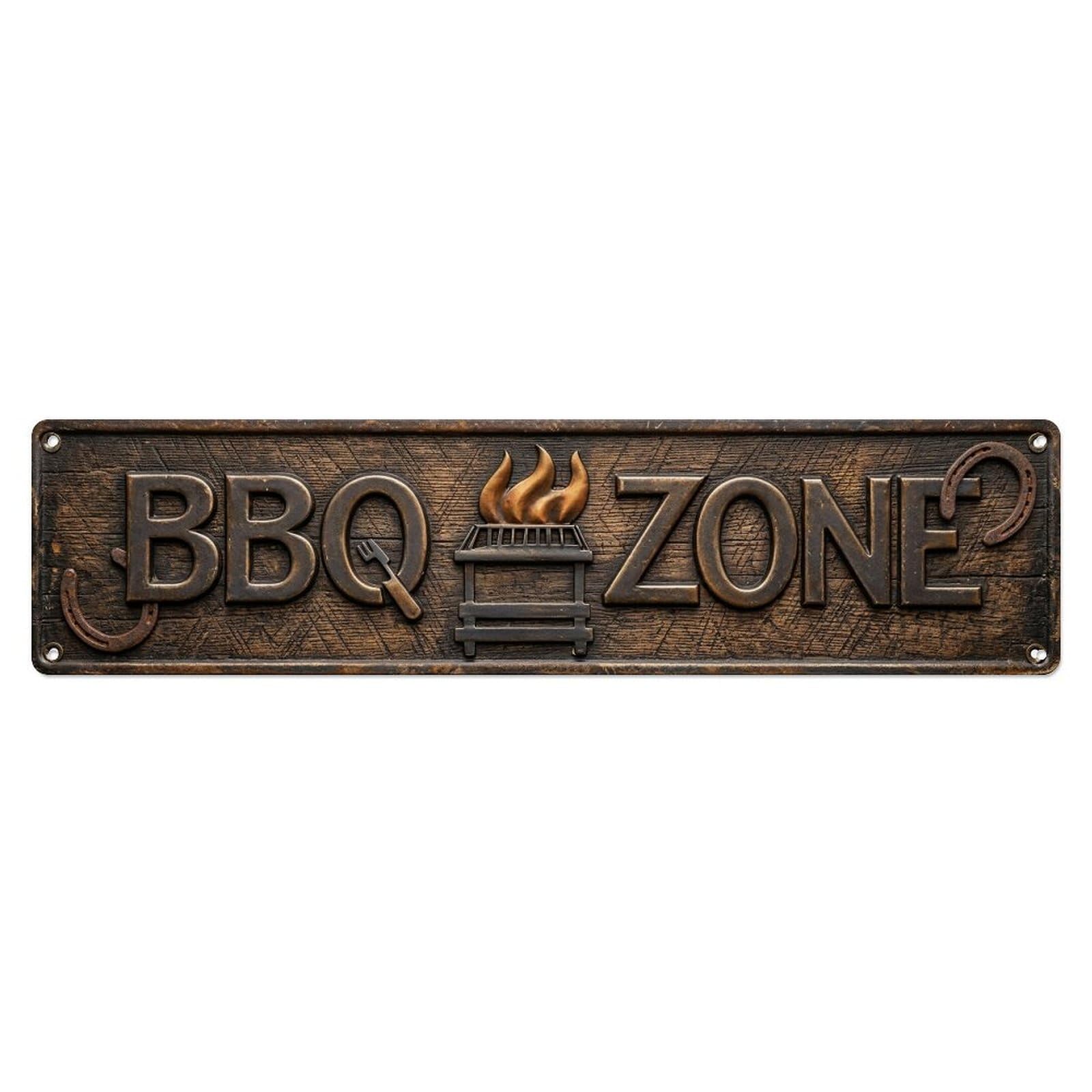BBQ Zone Nostalgic Pub Metal Tin Skinny Sign Plaque Wall Decor for Cafe, Club Bar, Office, Home Garden Metal Poster 4x16Inch