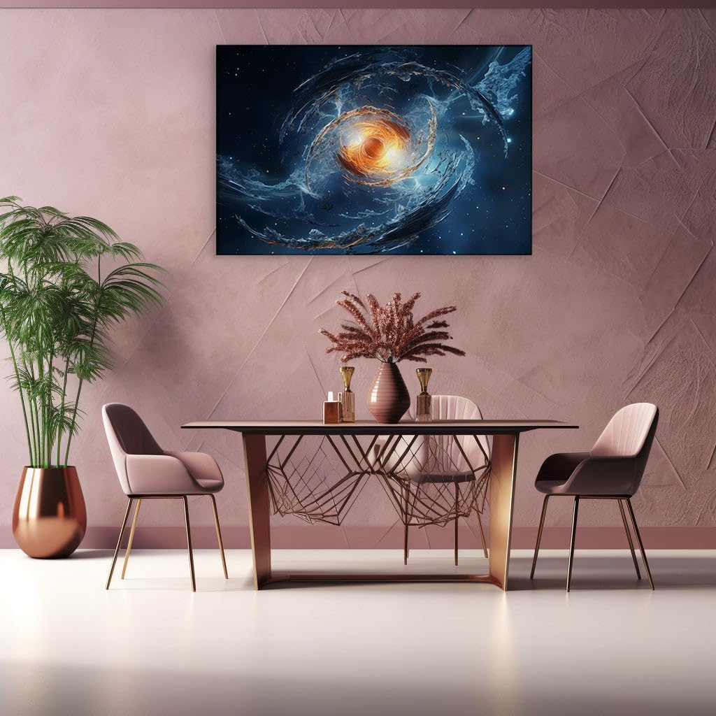Canvas for Living room. Whirling Spectacle in the Cosmos The Enigma and Luminance of Galactic Artistry, 27 x 18 inch Canvas Wall Art - Modern Home Decor