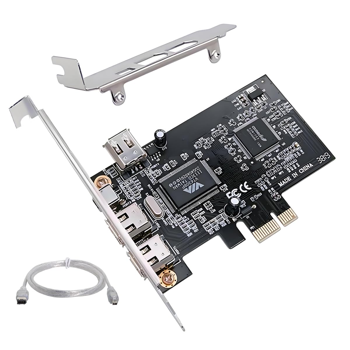 Carte PCI-E 1X 4X 16X vers Firewire 400, Carte de Capture IEEE 1394a PCI Express 4 Ports, Adaptateur IEEE-1394 400 Mbps 6 Broches et 4 Broches pour Windows, Mac OS et Linux