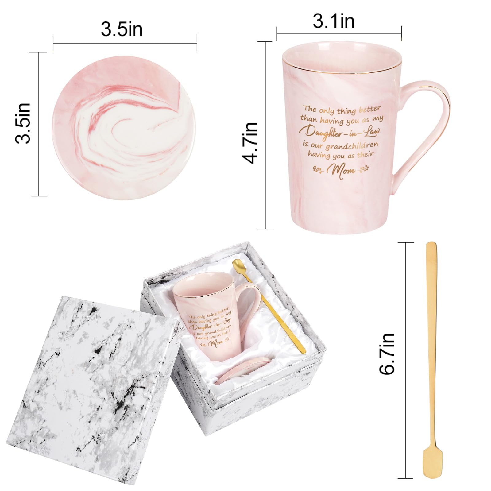YHRJWN Mothers Day Gifts for Daughter in Law Gifts from Mother-In-Law, Daughter-in-Law Christmas Birthday Gift, 14Oz Pink