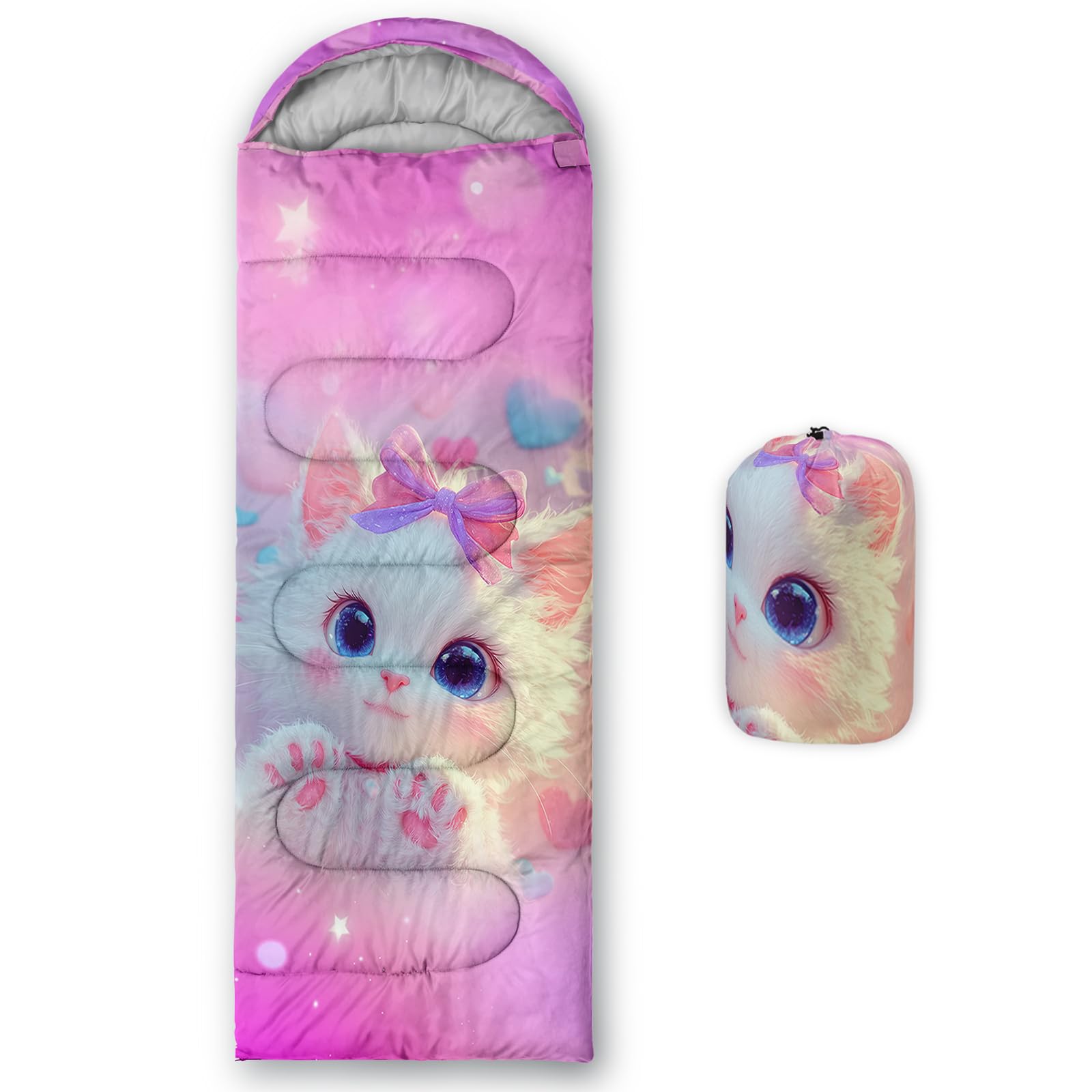 QOOMO Ball Flower Camping Sleeping Bags,3 Season Warm &amp; Cool Weather,Lightweight,Waterproof Sleeping Bags for Adults &amp; Kids,Traveling,and Outdoors,Camping Gear Equipment