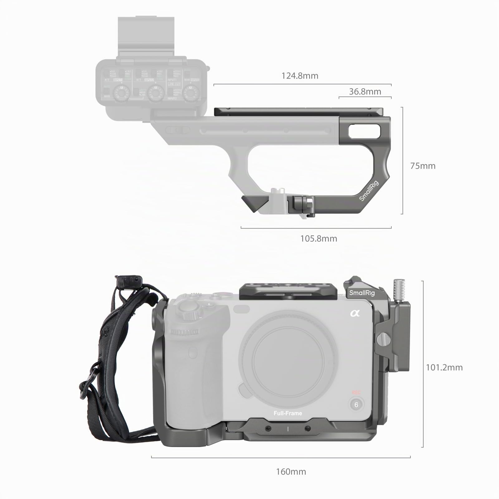 SMALLRIG FX3/FX30 HawkLock Quick Release Cage Kit per Sony FX3 / FX30 con Estensione Maniglia XLR, Cinturino da Polso e Morsetto per Cavi per HDMI, QR NATO Rail/Piastra QR per Arca - 4771