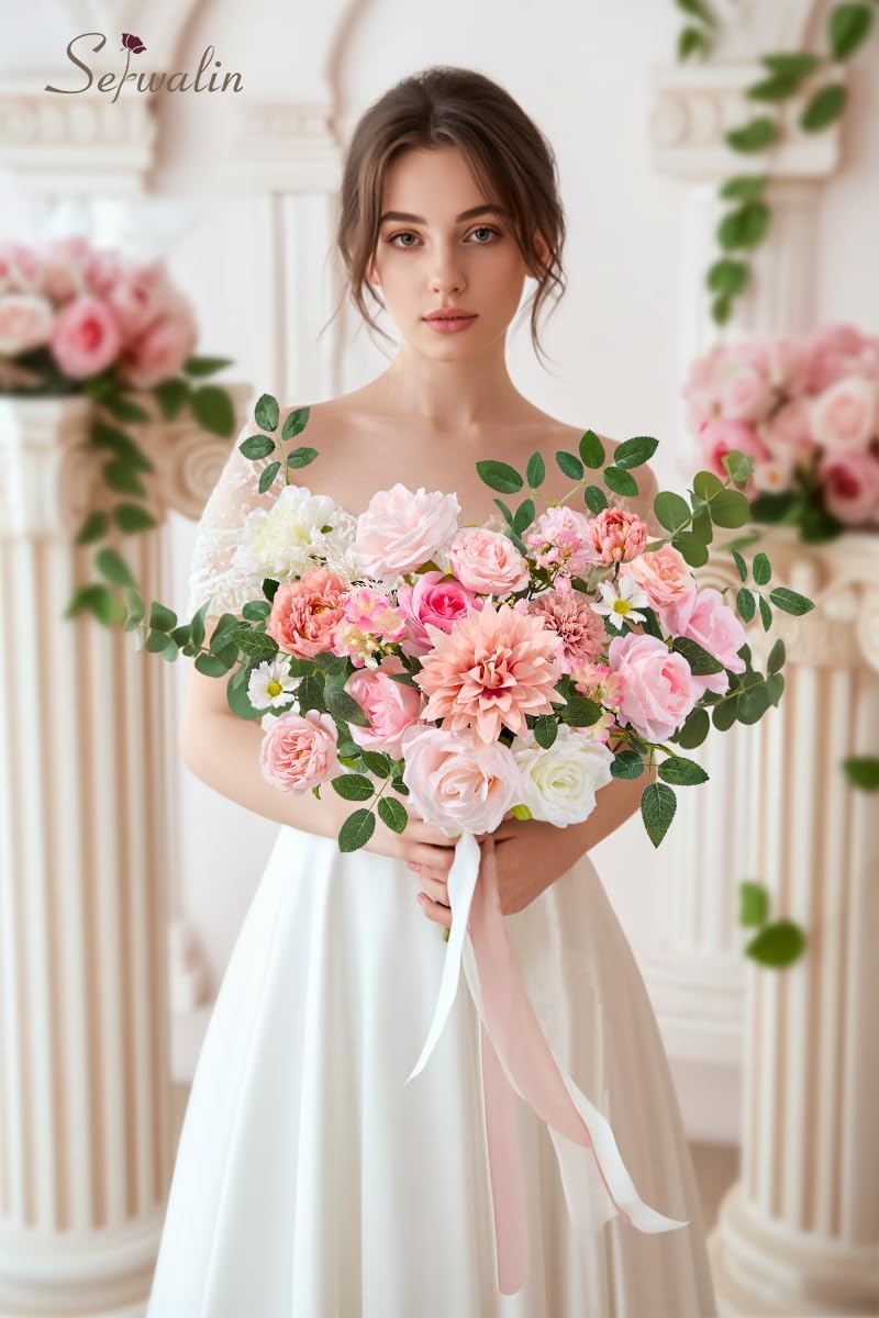 Serwalin Artificial Silk Flowers Abby Pink, Fake Flowers Stems for DIY Wedding Bouquets, Baby Shower Centerpieces, Cake Decor, Birthday Party & Home Decor - Image 8