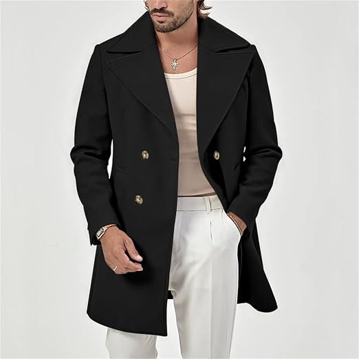 Produktbild von M&Catree Herren Wintermantel Mittellang Trenchcoat Slim