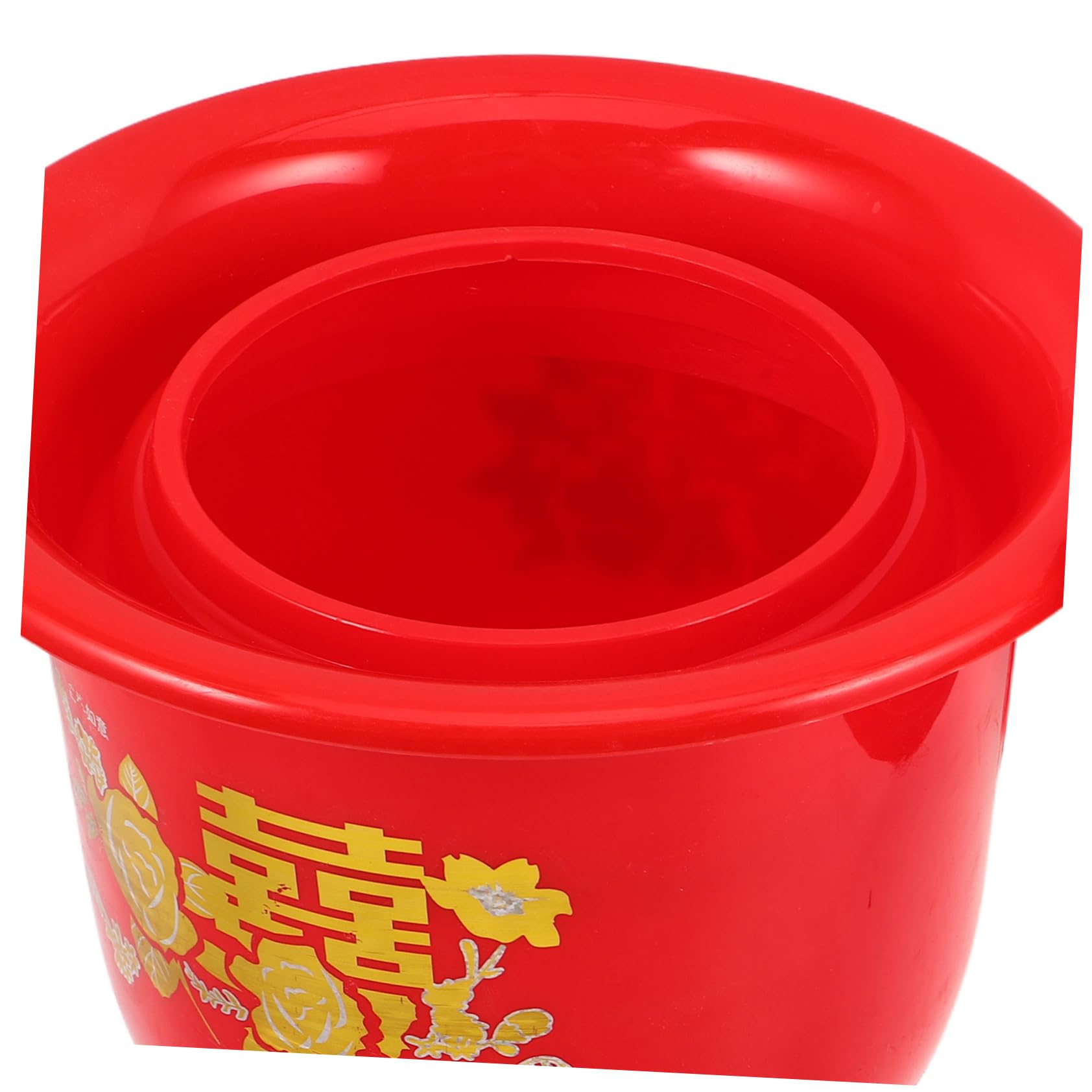 Orinal Portátil de Plástico con Tapa y Asa, Rojo, Adulto