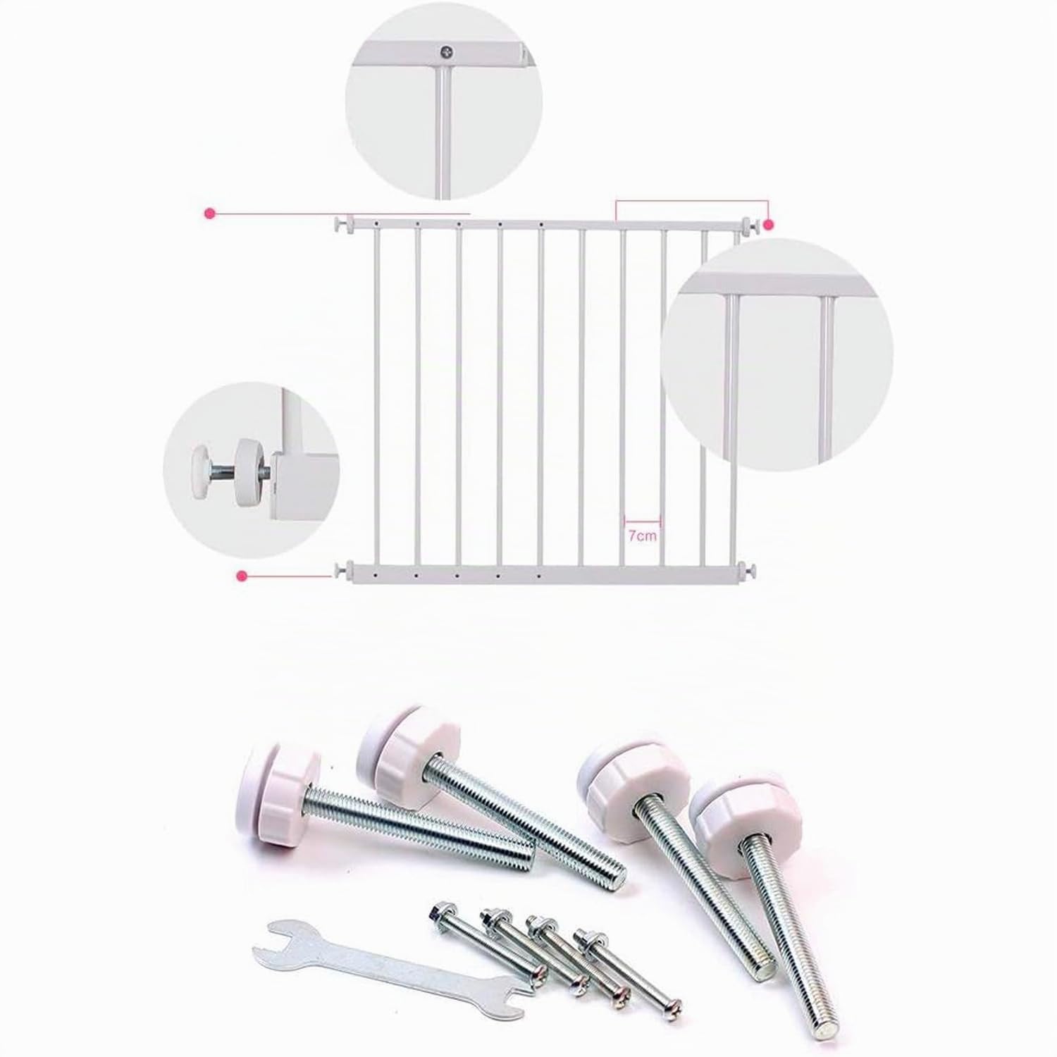 Avilia Cancelletto in Metallo Bianco per una sicurezza garantita : Regolabile da 78-80cm per Bambini e Cani, Installazione Semplice per Interni ed Esterni - Massima Protezione