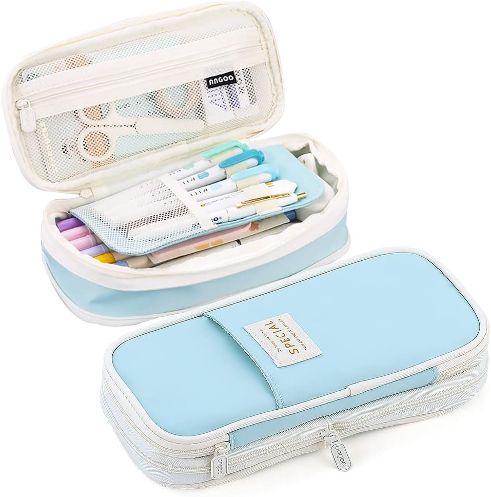 MAMUNU Expandable Pencil case with compartments, Large Capacity Pencil