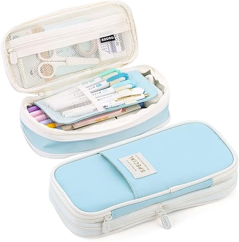 MAMUNU Estuche expandible para lápices con compartimentos, Estuche para lápices de gran capacidad, Bolsa de lápices para oficina y escuela, Estuche