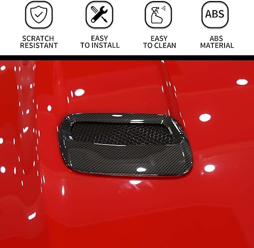 Miniatura 3 de Hoolcar Cubierta de ventilación de salida de aire del capó del motor compatible con Ford Mustang 2018-2022, accesorio exterior, fibra de carbono