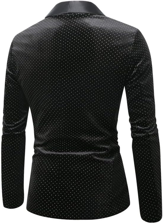 Men's Polka Dot Blazer Shawl Lapel 1 Button Slim Fit Tuxedo Dress Suit Jacket Disco Party Dinner
