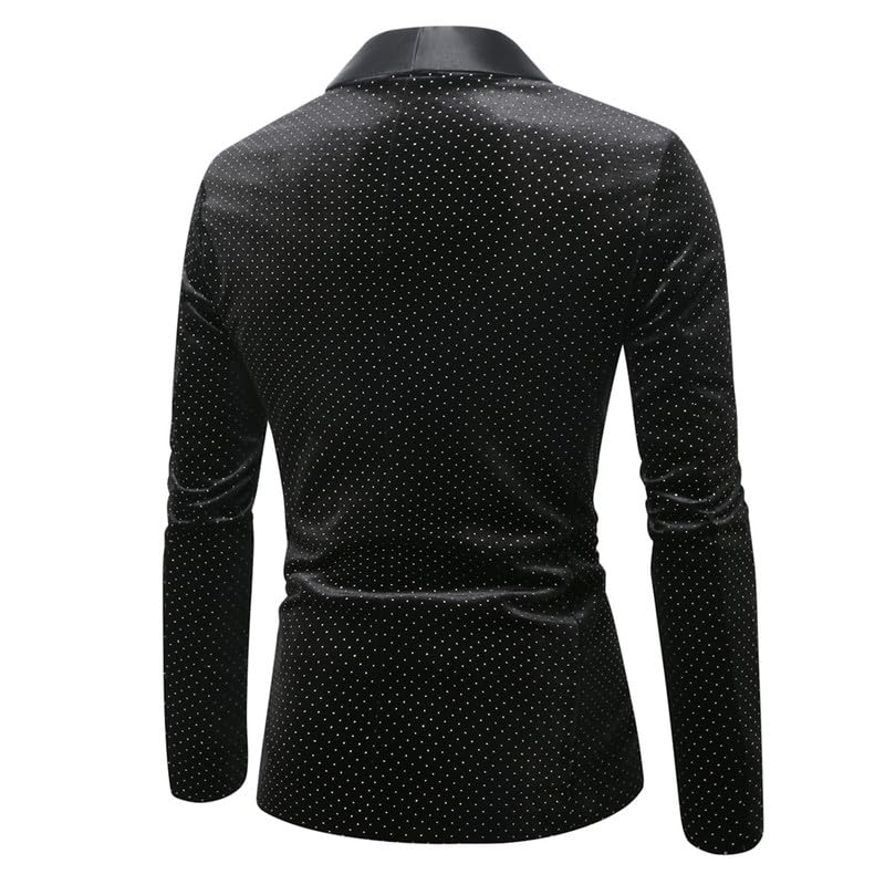 Men's Polka Dot Blazer Shawl Lapel 1 Button Slim Fit Tuxedo Dress Suit Jacket Disco Party Dinner2