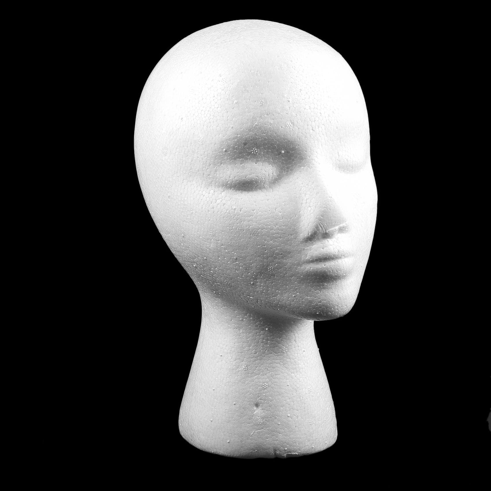 Lot de 10 têtes de mannequin en mousse féminine (polystyrène) - 27,5 x 52 cm - Pour casquettes, écouteurs, accessoires pour cheveux et perruques, femmes