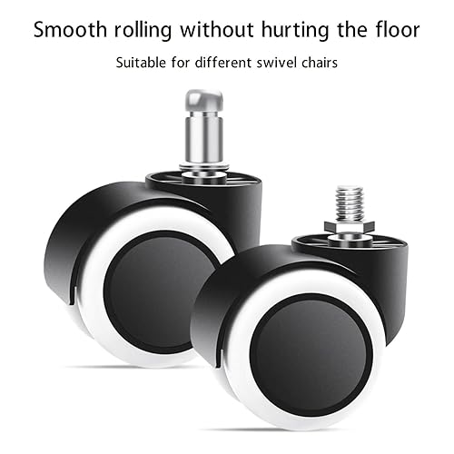 Miniatura 3 de Ruedas para silla de oficina de 1.9 pulgadas, ruedas de goma para silla de oficina, ruedas de repuesto de silla resistente que soporta 1000 libras,