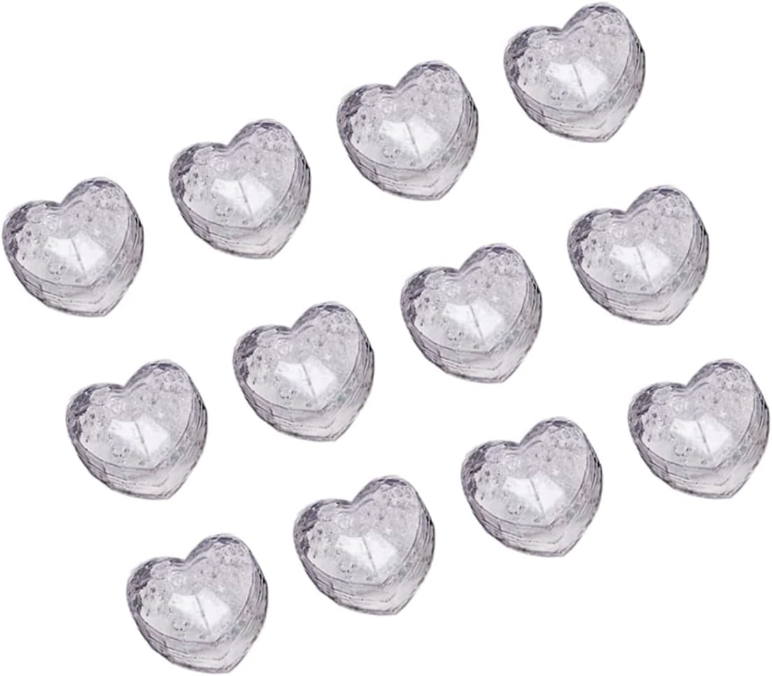 ARTIBETTER 12Pcs LED Heart Shape Ice Cubes Light-up Glowing Decorations for Parties Weddings Bars and Ktv Drinks and Floral Arrangements Romantic Atmosphere