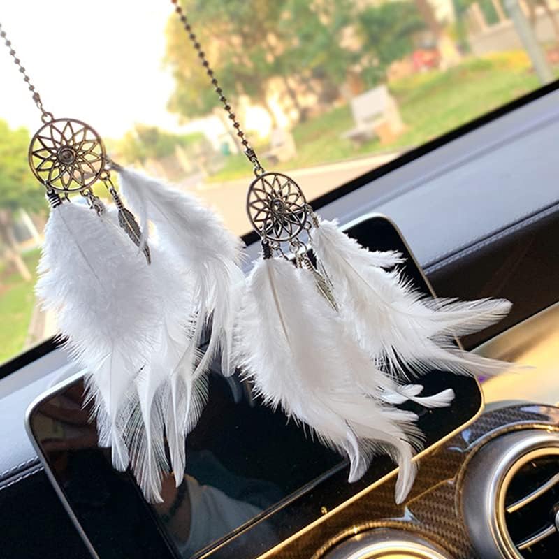 Miniatura 6 de Decoraciones de coche para mujer, atrapasueños para automóvil, atrapasueños de plumas, dije de cristal, accesorios decorativos para colgar, regalo