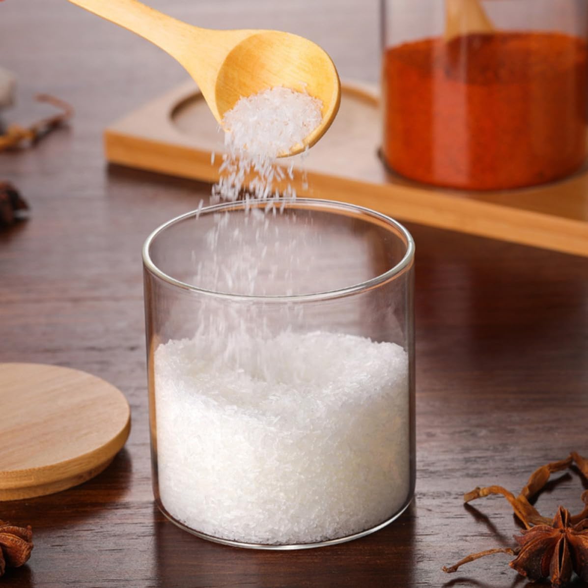 6pcs Wooden Seasoning Spoon Condiment Scoop for Honey Coffee Sugar