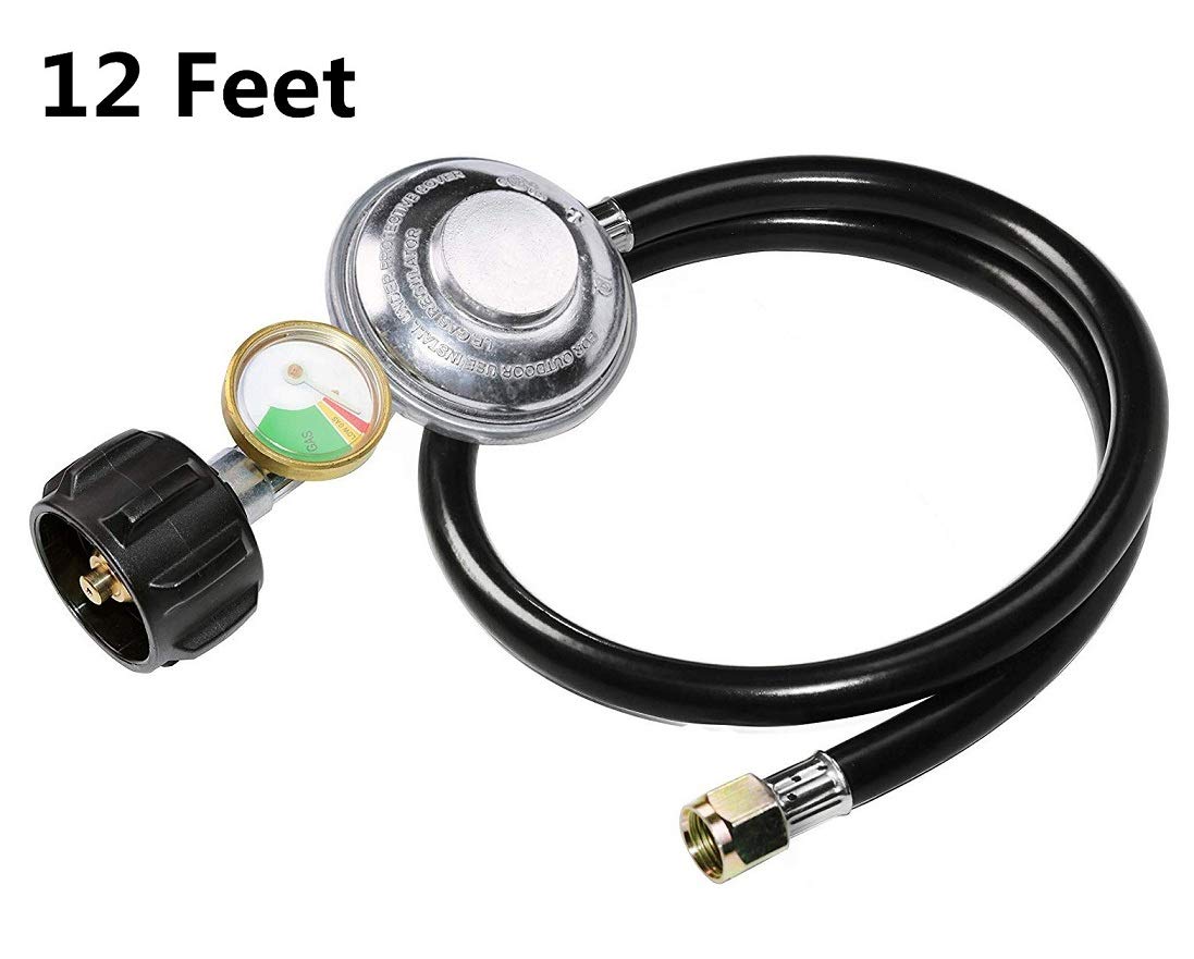 Buy 12 Feet Propane Regulator Hose with Propane Tank Gauge Universal