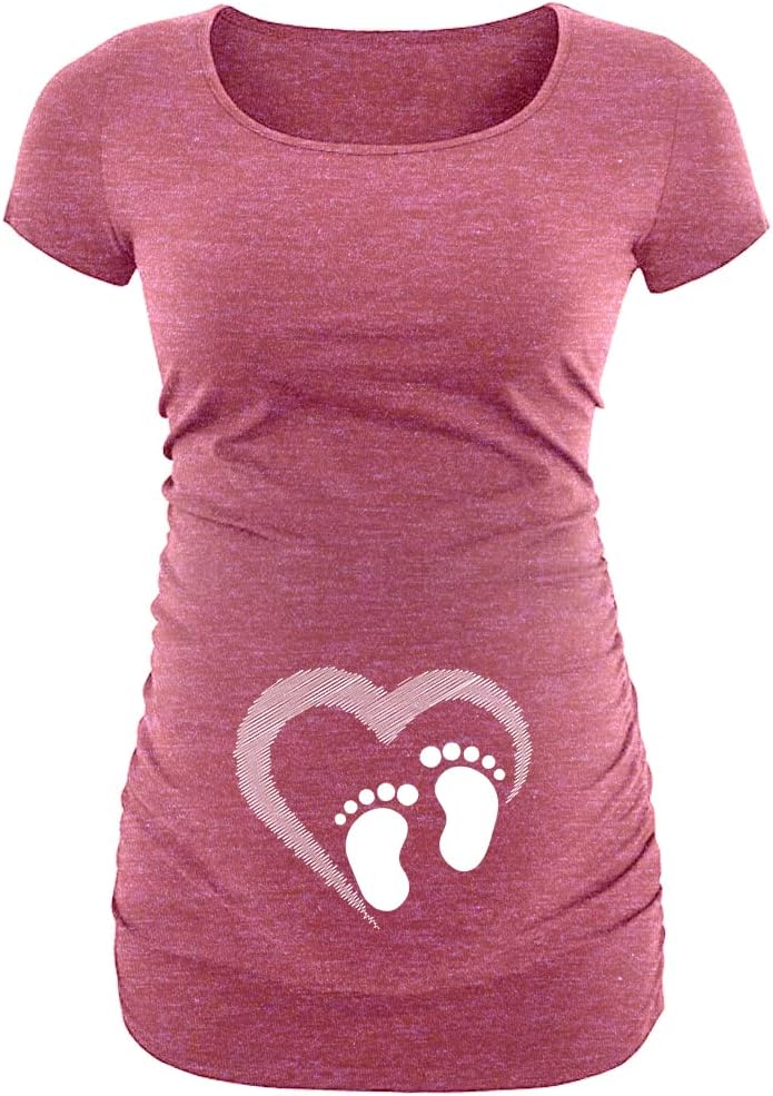 Maternity Shirts for Women - Casual Graphic Ruched Sides Short Sleeve Pregnancy Announcement Shirt - Image 3