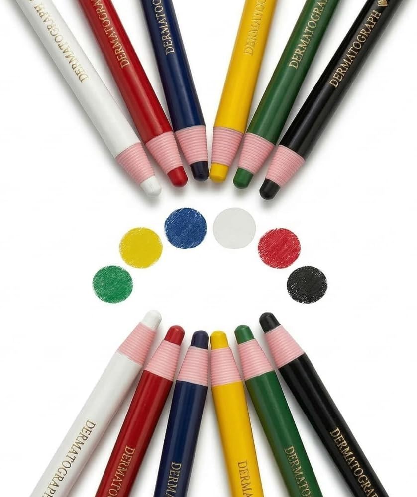 Diamond Peel-Off China Markers,Glass, Cellophane, Vinyl,Metal, Skin, Etc..Assorted - Pack Of 12 (Color Mix - 2—6 Color)