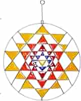 Attrape-soleil "Fleur De Vie" En Verre Multicolore (7 Chakras) – Diamètre 17.5 Cm, Décoration De Fenêtre Lumineuse