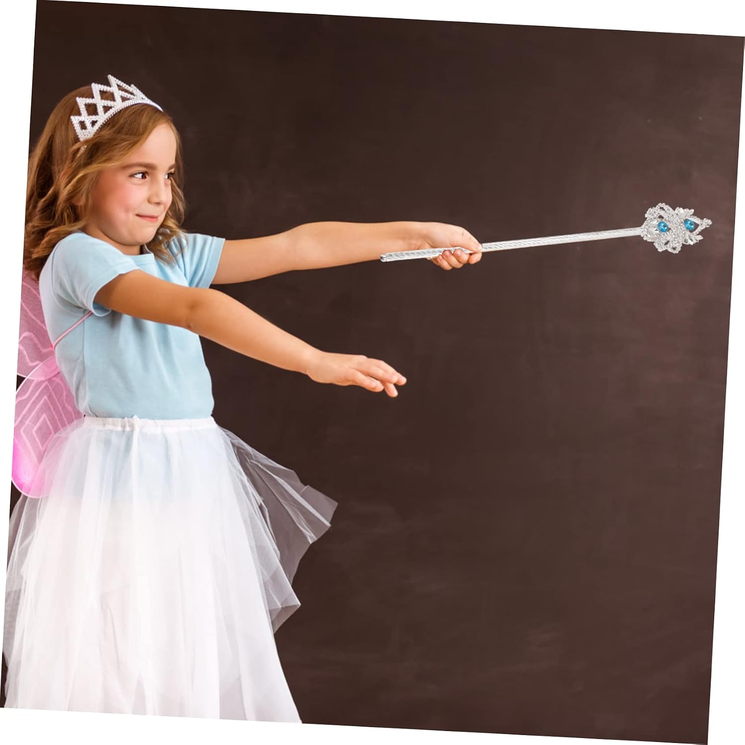 SHERCHPRY Rhinestone Scepter Cane for Women Silver Wand with Halloween Cosplay Costume Prop Elegant Walking Stick for Fancy Dress Parties and Theme Events