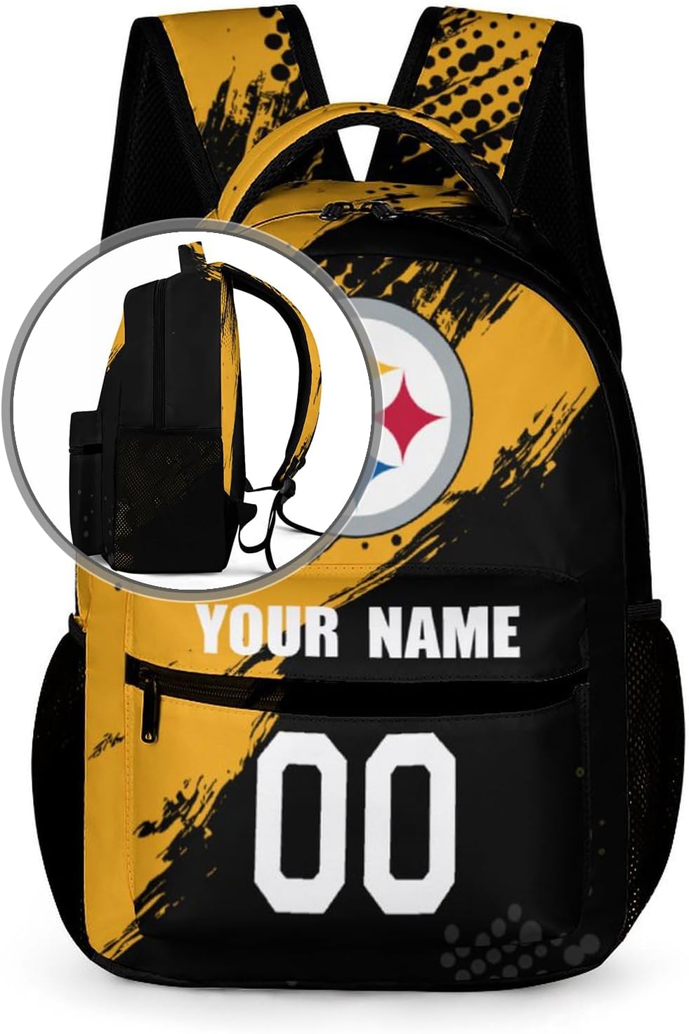 Custom School Backpack High Capacity Student Bag Football City Gifts for Kids Backpack Men Women, Add Name & Number