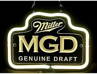 Prouten 24inx20in Millers MGD Genuine Draft Neon Sign Light 3D Carved Bar Pub Beer Handcrafted Lamp