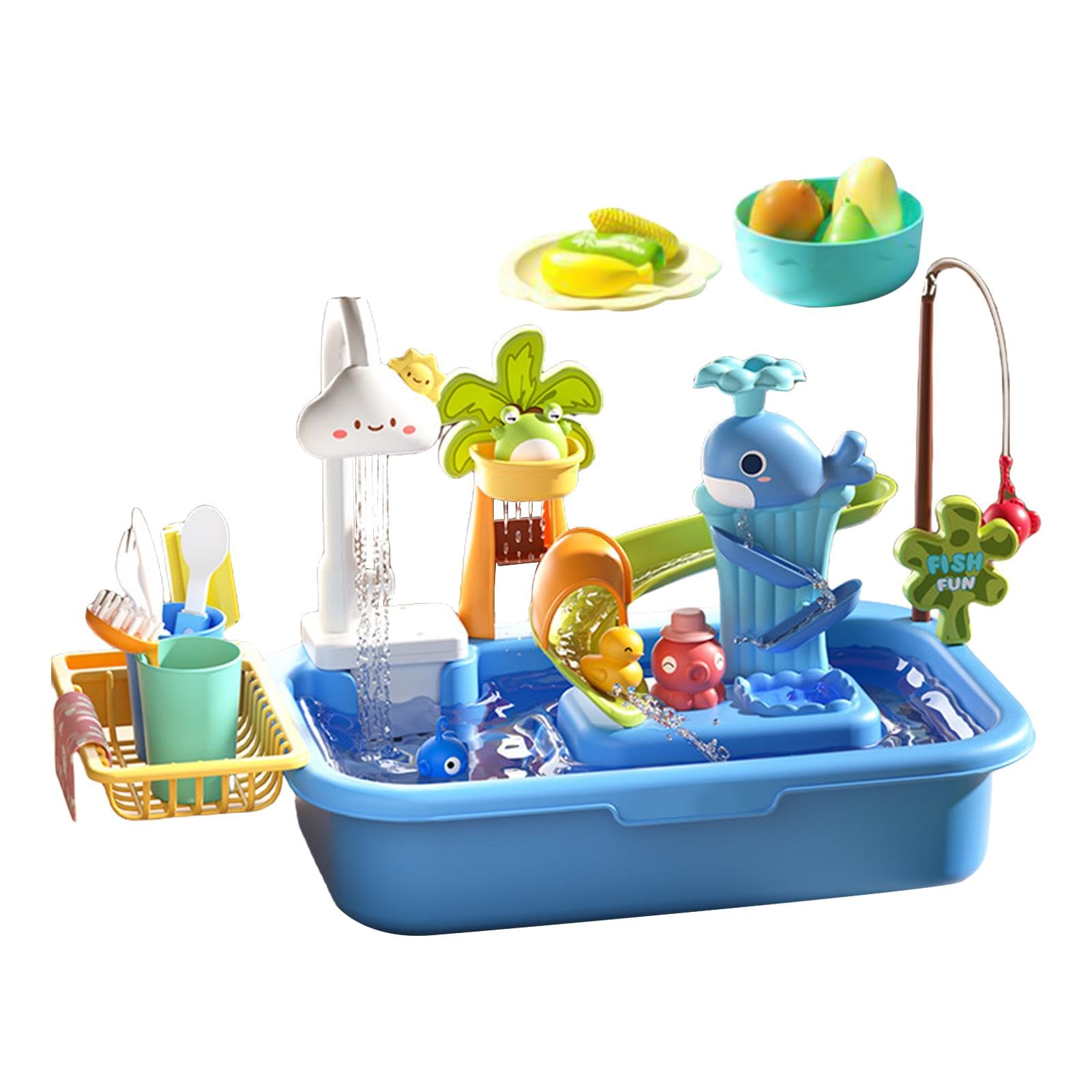 Giocattolo da gioco per lavastoviglie, lavello per con acqua corrente | Giochi d'acqua per - all'aperto 4 in 1 per i più piccoli, tavolo ad acqua per giochi creativi, attività | Giochi d'acqua per - all'aperto 4 in 1 per i più piccoli, tavolo ad acqua per