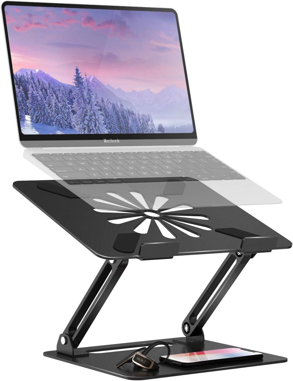 Auledio Laptop Stand, Ergonomic Height Angle Adjustable Portable Laptop Riser, Aluminum (Black)