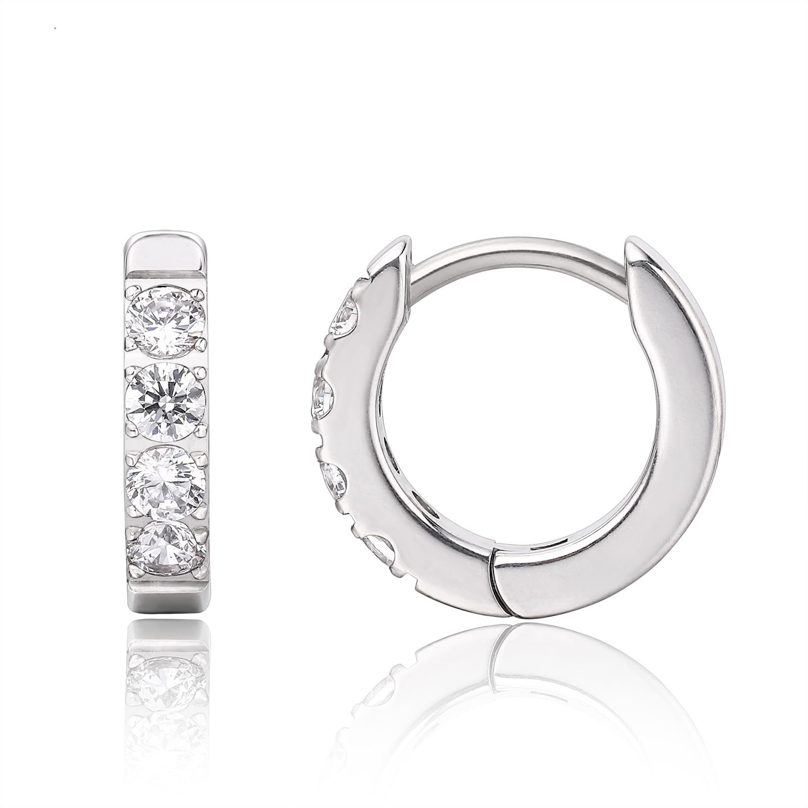 limerencia G23 Orecchini a Cerchio Anallergici per Orecchie Sensibili,Huggie Hoop Orecchini in Titanio 8 mm/10 mm/12 mm,Orecchini Argento Diamante per Donna Uomo Bambina