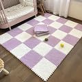 16 Pcs Carpet Squares Puzzle Mat - Plush Interlocking Carpet Tiles, Foam Floor Tiles Mat for Floor - Jigsaw Flooring Like Playroom Rug 12 x 12 x 0.4(Color:Purple, White)