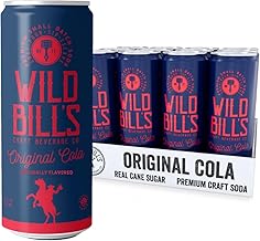 Wild Bill's Original Cola Soda Classic Craft Soda Pop Soft Drinks, Sodas Made with Pure Cane Sugar, Caffeine Free, NO High Fructose Corn Syrup, Gluten Free, Vegan, Low Sodium, 12 Oz 12 Pack