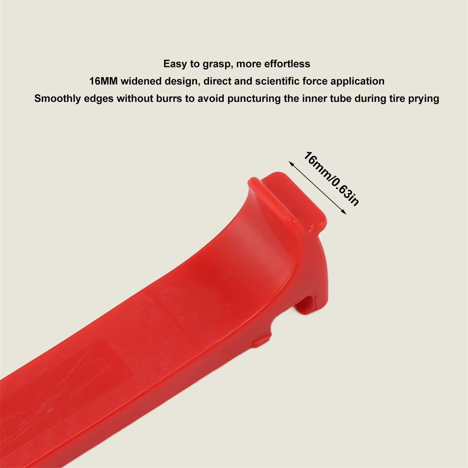 Lot De 3 Démonte-pneus De Vélo Ergonomiques Et Antidérapants - Outil De Démontage De Pneu Robuste Pour Pneus De Route Et VTT - 16 Mm - Rouge