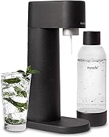 Mysoda Woody Silent Soda Maker: Eco Wood Composite Sparkling Water Carbonator with 1L Quick-Lock Bottle - Black