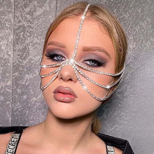 Miniatura 5 de Jovono Cadena de cabeza bohemia con diamantes de imitación para novia, para boda, con cristales en capas, accesorios de joyería para el cabello para