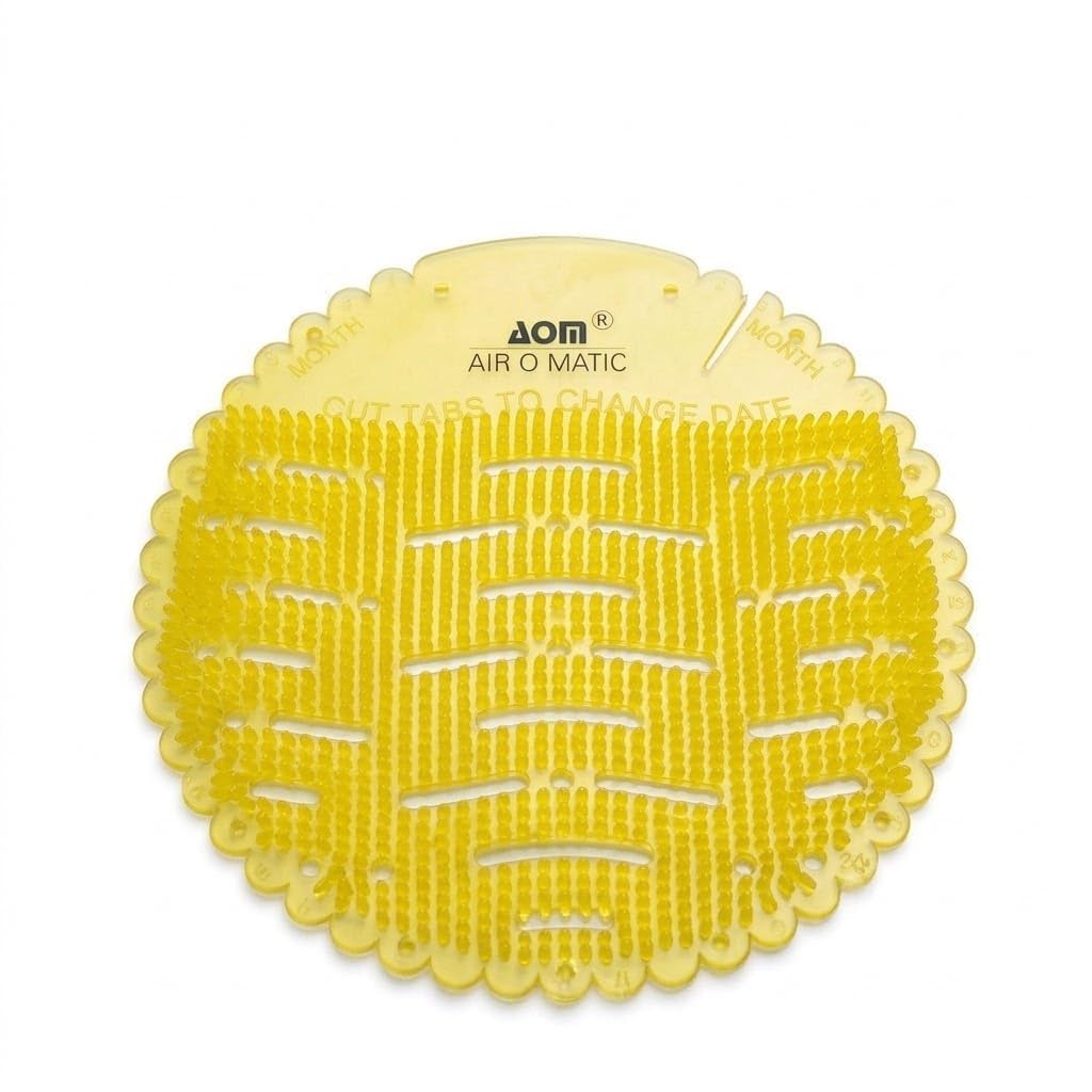 AIR O MATIC Urinal Screen Mat Lemon (Yellow, Medium) -20 Pieces Urinal Screen Mat for Men’s Restroom, Lemon Scented-image-18