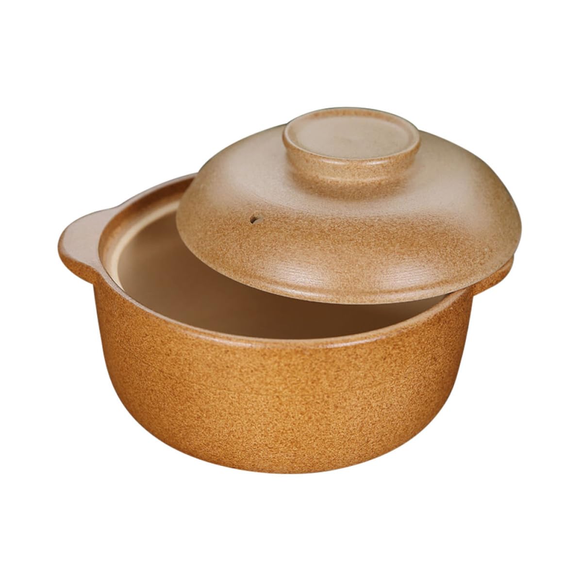Zerodeko Marmite en Céramique Marron Couvercle, Cocotte pour Cuisson de Soupe et Côtes, Rétention de Chaleur et Poignée Anti-brûlure, Ustensile Cuisine Maison