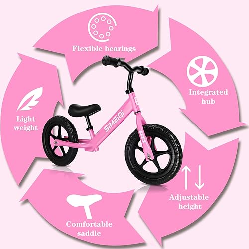 Miniatura 5 de SIMEIQI Bicicleta deportiva de equilibrio de 12 pulgadas para niños pequeños de 2, 3, 4, 5, 6 años, sin pedales, para entrenamiento, patineta,