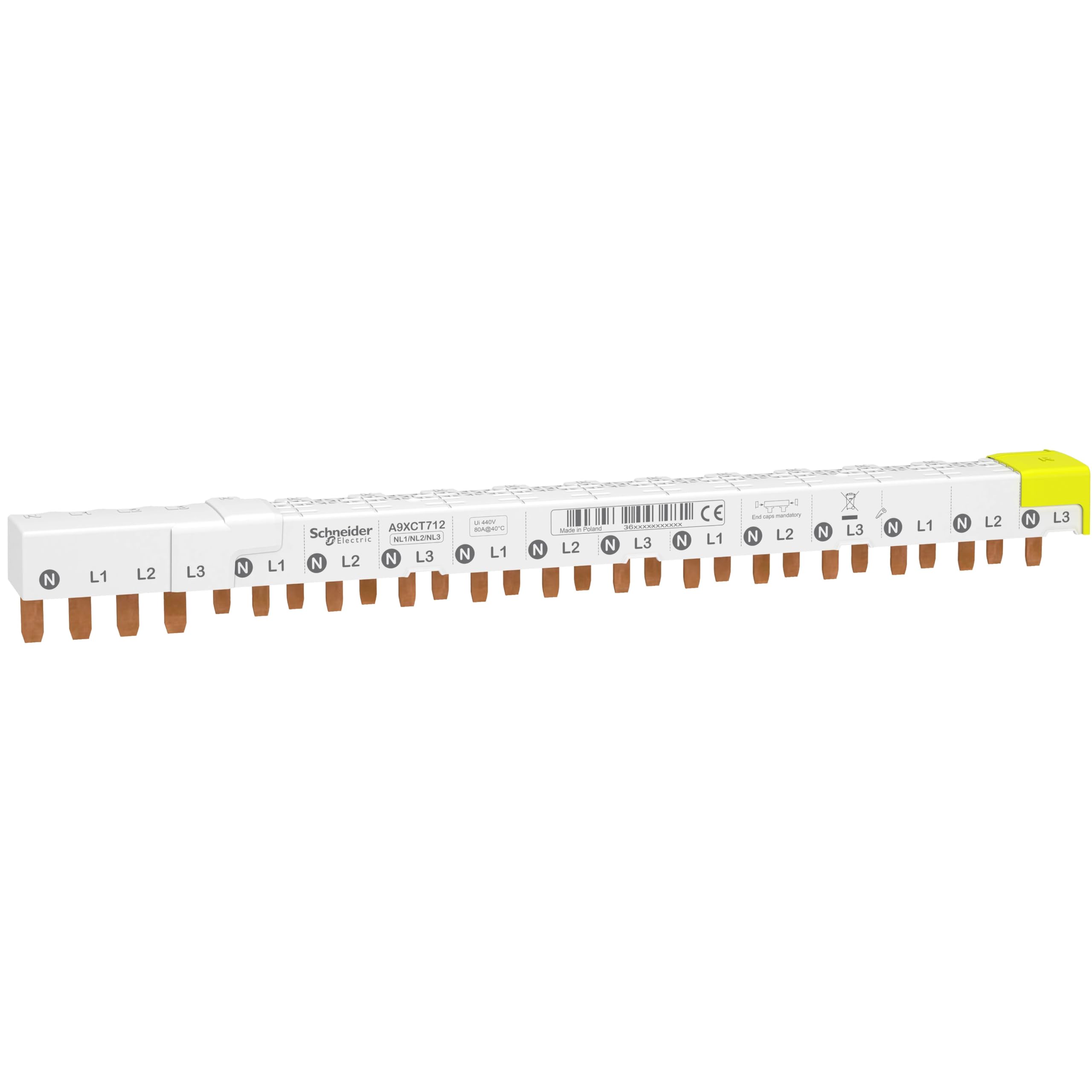 peigne - idt40 - 3p+​n - 18 modules - pour contacteur de groupe - schneider electric a9xct712