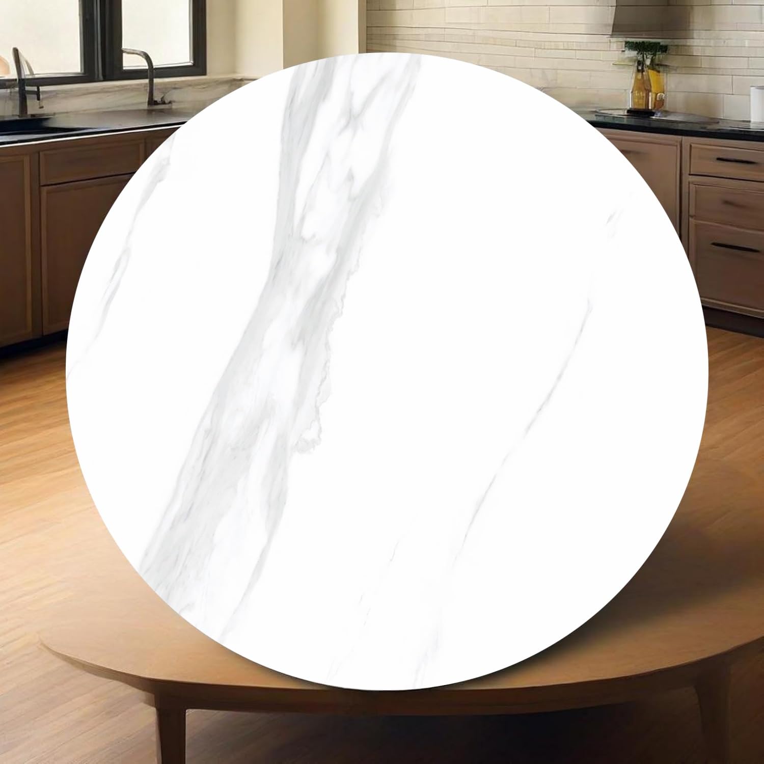 Rotondo Piatto Girevole in Ardesia, Large Lazy Susan Vassoio da Portata 60 70 80 90 100 cm, Grande Centrotavola Piatto da Portata(Glossy White Gray,28"/70cm)