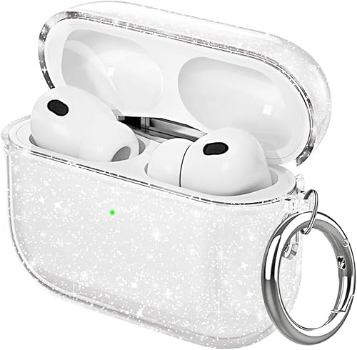 Vista 71 de Funda para Airpods Pro 2 con purpurina transparente, protector transparente de TPU suave para Airpod Pro de 2ª generación, protección completa