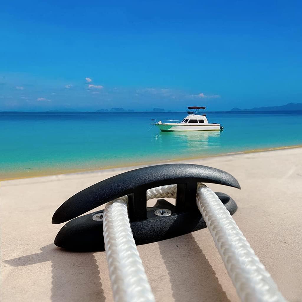 VTurboWay 4 Pcs 5" Folding Cleat, Flip-up Dock Cleat w' Short Screws(M6). Marine Grade Nylon, Black : Sports & Outdoors