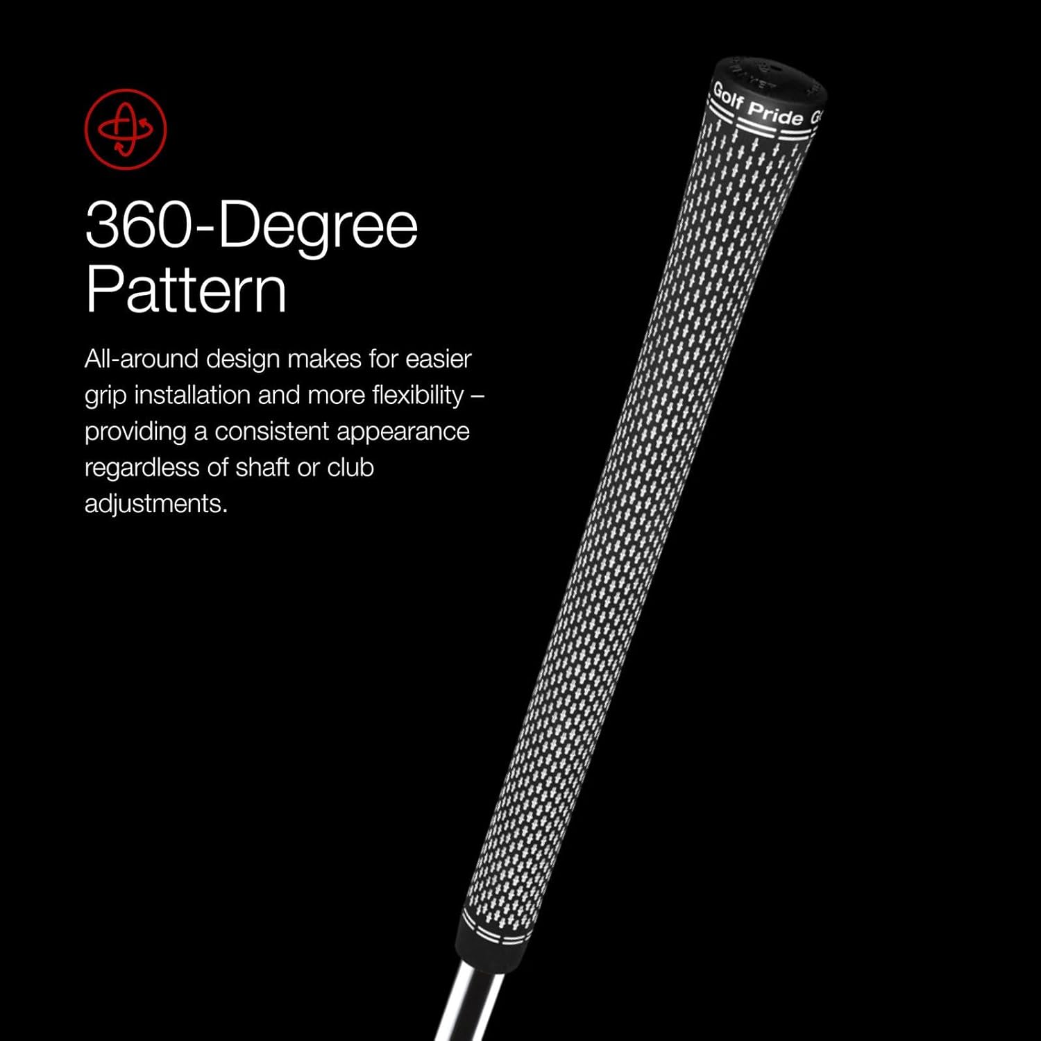 Golf Pride Tour Velvet 360 Golf Grip - Durable, Comfortable Grip Set for Clubs - Features Non-Slip Technology & a Softer Feel - Black