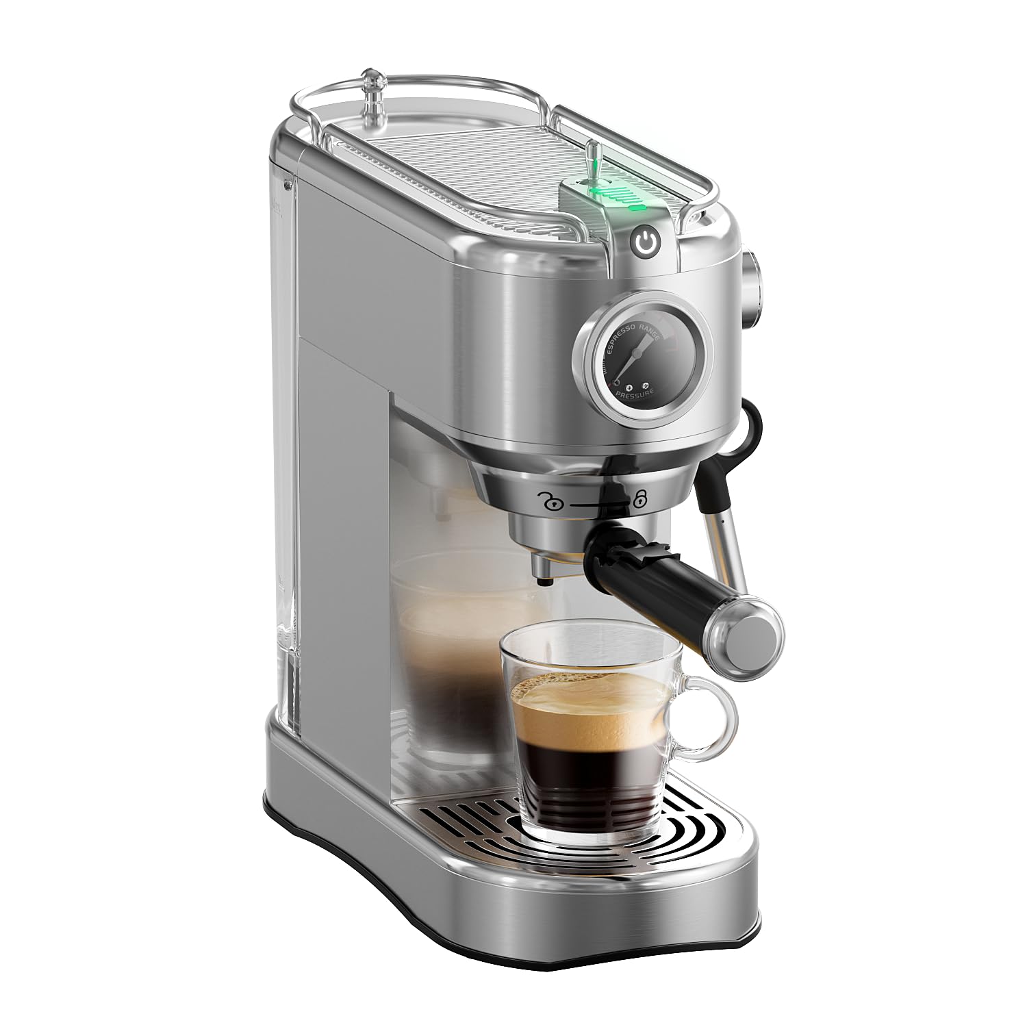 JZ.CAFE Espresso Machine - 20 Bar Espresso Maker with Milk Frother Steam Wand, Coffee Maker for Latte & Cappuccino, 1450W Semi-Automatic Coffee Machine with 34oz Removable Water Tank, Compact Kitchen